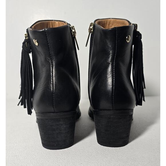 Pikolinos Andorra Ankle Boots Leather Side Zip Heel Tassel Black EU 36/US 5.5-6 - Picture 9 of 13